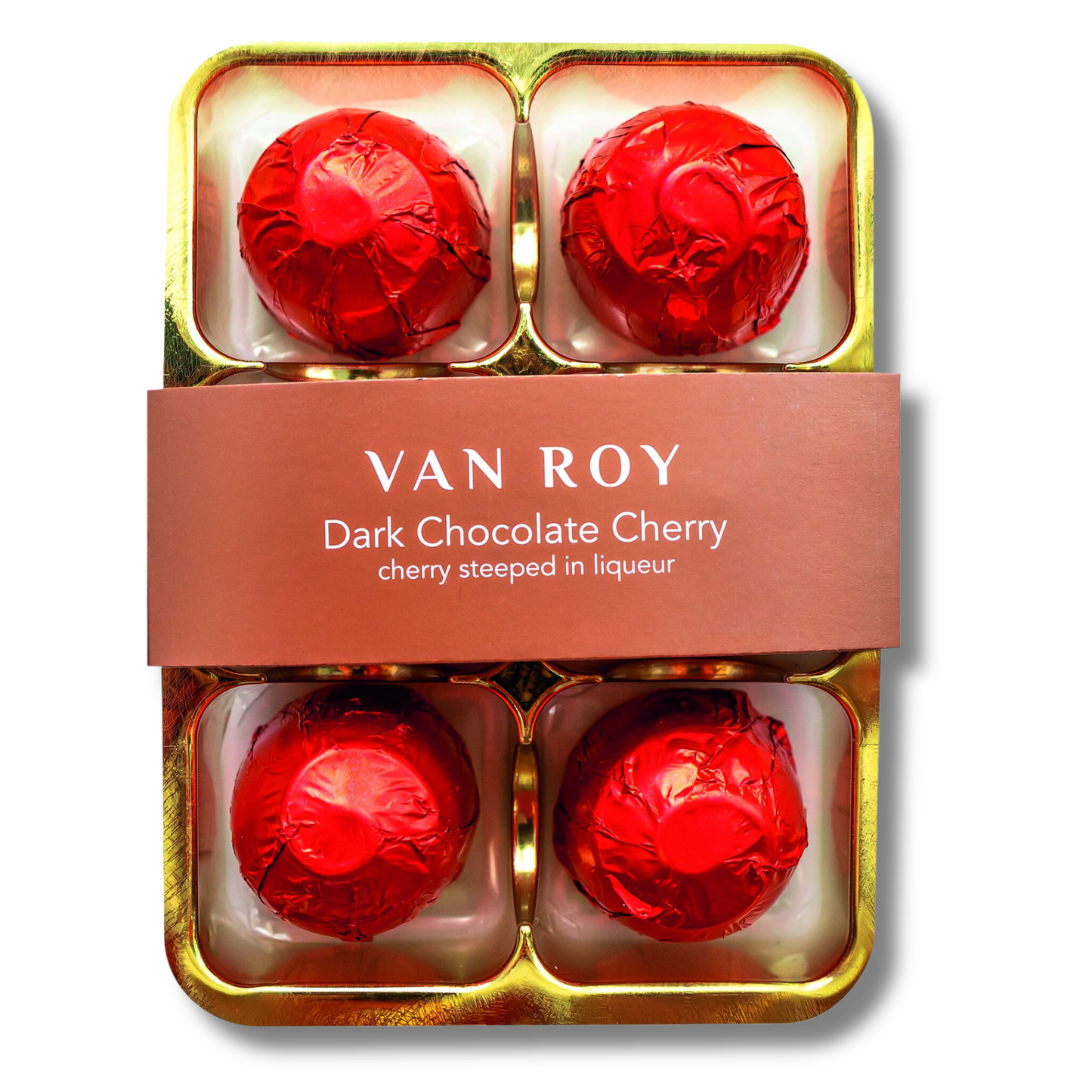 Cherry Liqueur Elegance: A 6-Pack of Red-Foiled Delights in Dark Chocolate