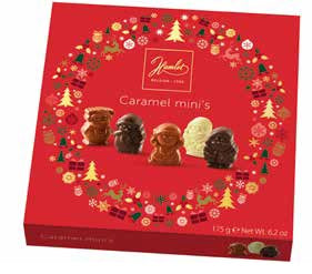 Hamlet's Holiday Magic: Red Carton of Chocolate Caramel Christmas Figures