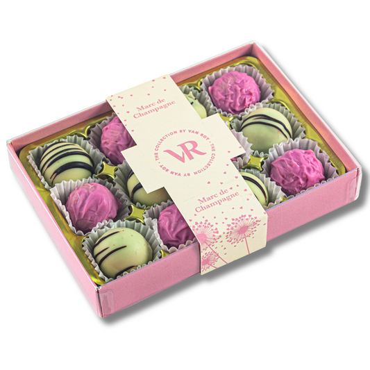 The Marc de Champagne Melody: Truffles in 12-Piece Pink Gift Box